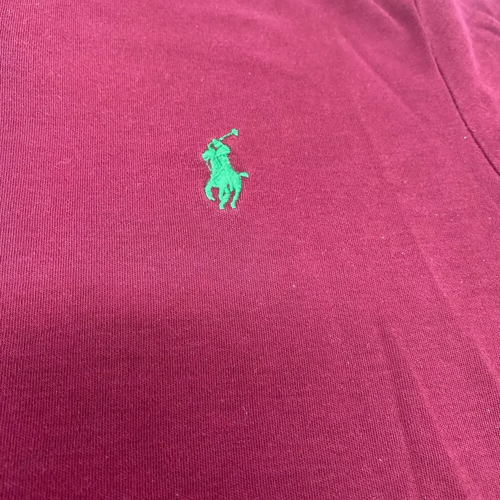 Polo Ralph Lauren Men's Large Burgundy Red Short Sleeve‎ Custom Fit Polo Shirt
